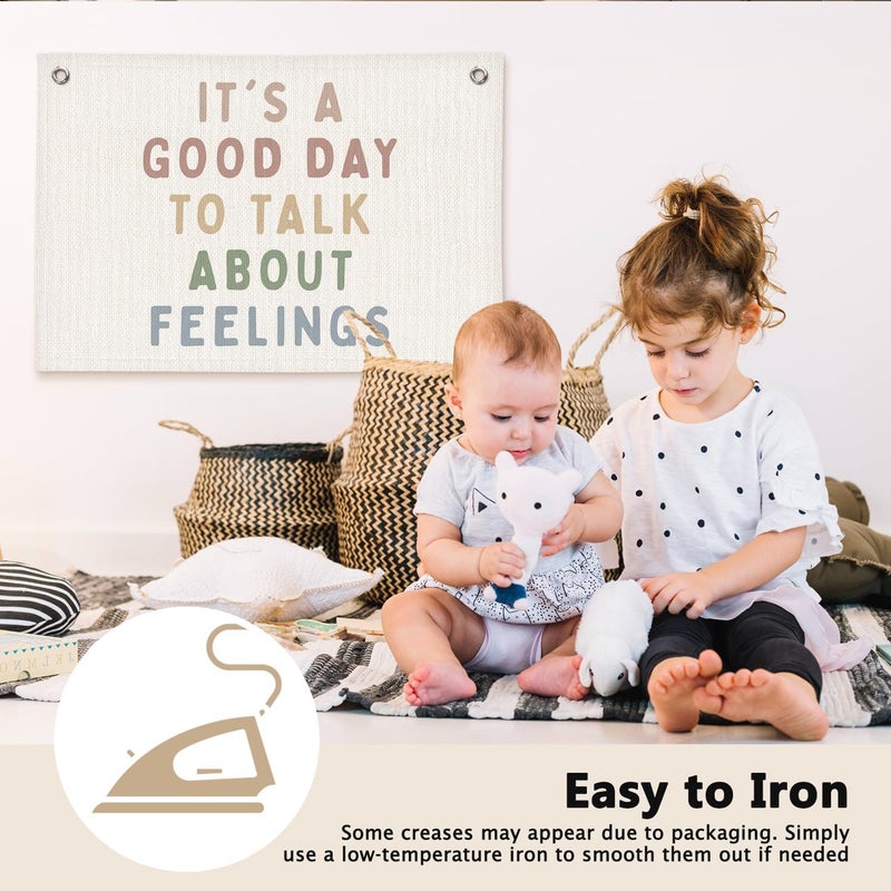 ETVISO Mental Health It's a Good Day to Talk About Feelings Therapy Office Decor - Linen Banner Wall Hanging Canvas Banner Flag Decor for Therapy School Counselor Counseling Office - Image 4